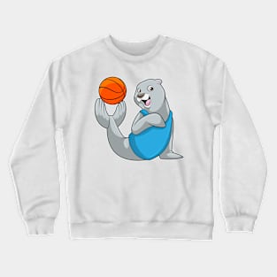 Seal at Basketball Sports Crewneck Sweatshirt